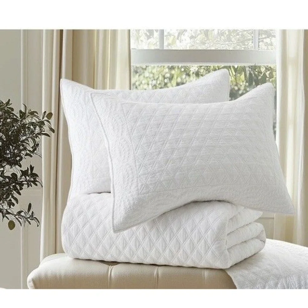 Levtex Home 3PC King Ballou White Cotton Quilt Set
